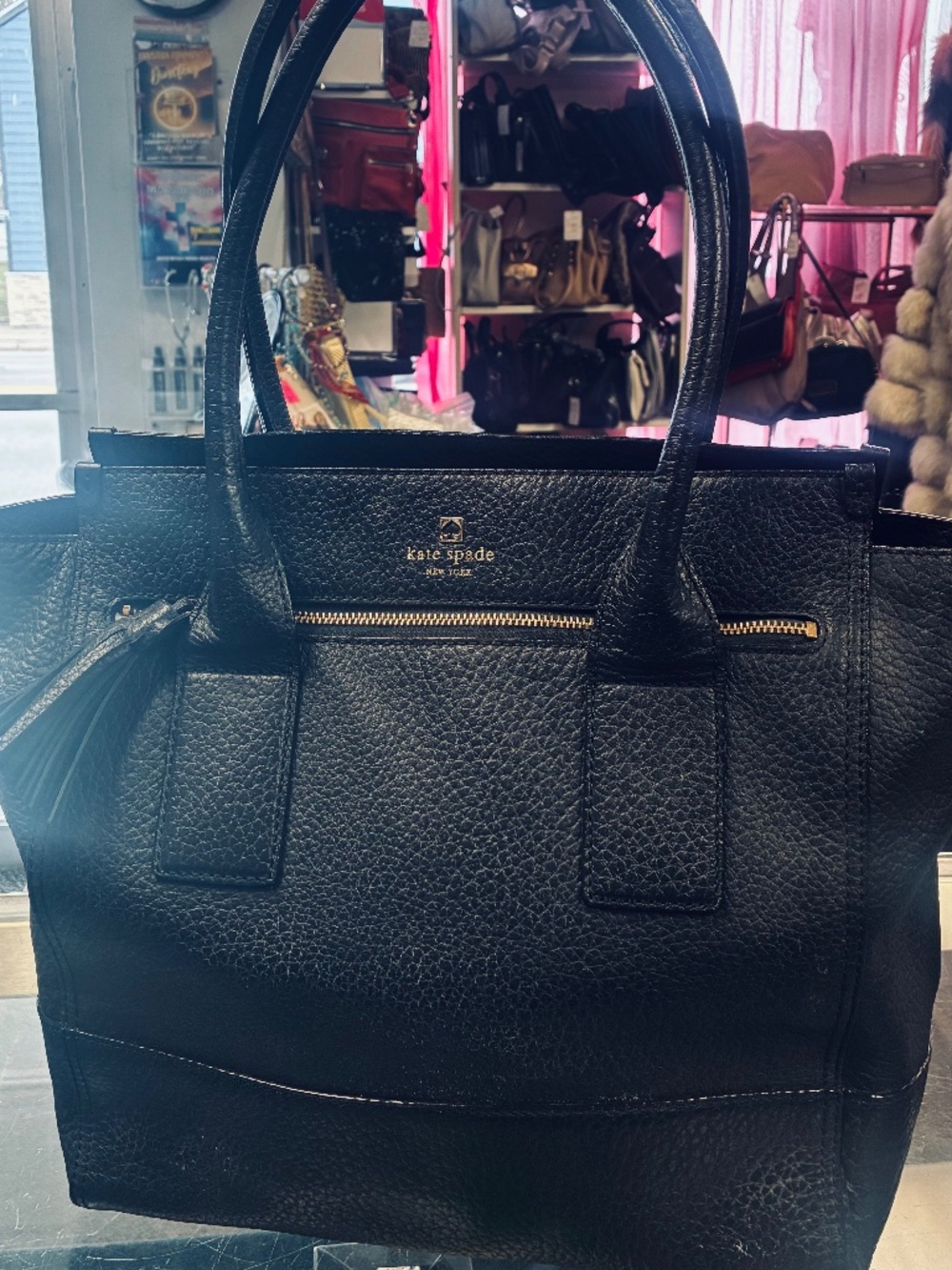 Kate Spade Southport Avenue Lydia Leather Tote - Black Pebbled